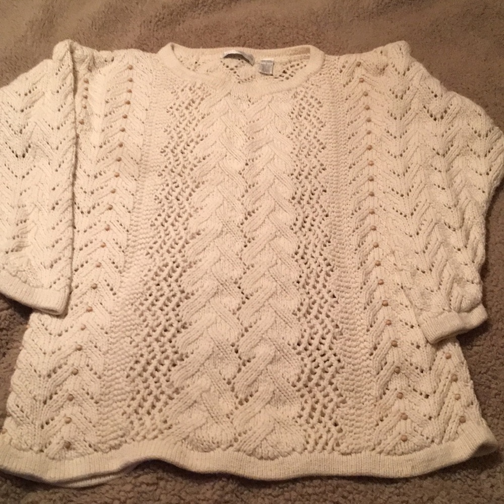 Ballinger Gold Pullover Sweater W/wood beads Sz L